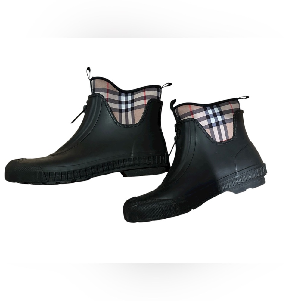 Burberry Black Rubber Ankle Boots size 40/9 - Picture 2 of 5